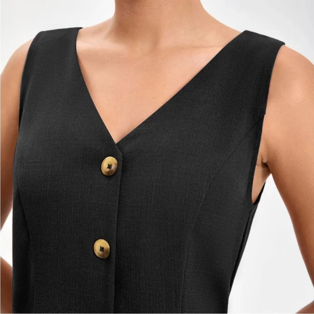 Women's Layered Waistcoat A-Line Dress - A New Day Black XS - Picture 6 of 8